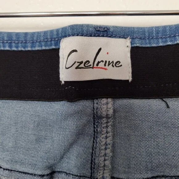 Czelrine Womens Blue Stretch Denim Pencil Skirt XXL With Button & Zip Closure - Picture 4 of 7